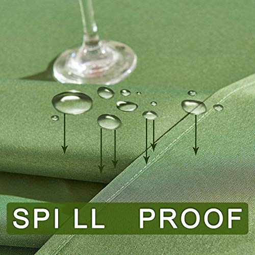 YEMYHOM Spill-Proof Fabric Round Tablecloth for Dining Room, Wedding and Party (60" Round, Army Green) - Thumbnail 3