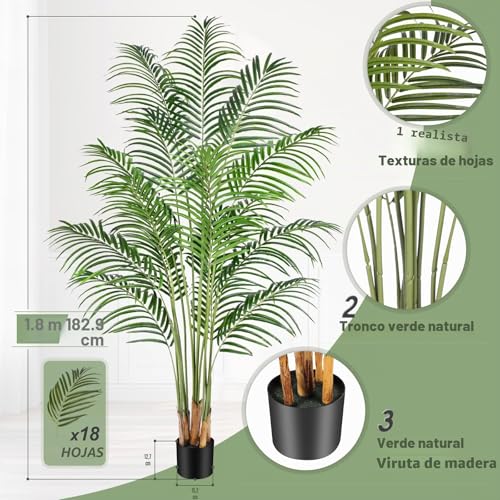 Keeplush Artificial Plant Areca Palm Tree Large 180 cm Artificial Tree Indoor and Outdoor Decorative Artificial Plants Living Room Bedroom Balcony Decoration Home Modern (1 Pack)