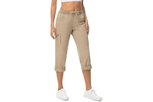TBMPOY Womens Cargo Capris Lightweight Hiking Pants 6 Pockets Quick Dry Casual Outdoor Trip Loose Shorts Cropped Cotton