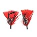 Zucker - Hat Feather Trims - Roaring 20s Flapper Style Feather Pick - Costume - Cosplay - Millinery - Floral Arrangements - Black/Natural/Red - Pheasant Hackle Feather