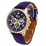POTO New Waterproof Unisex Casual Geneva Faux Leather Quartz Analog Wrist Watch Fashion (Purple)