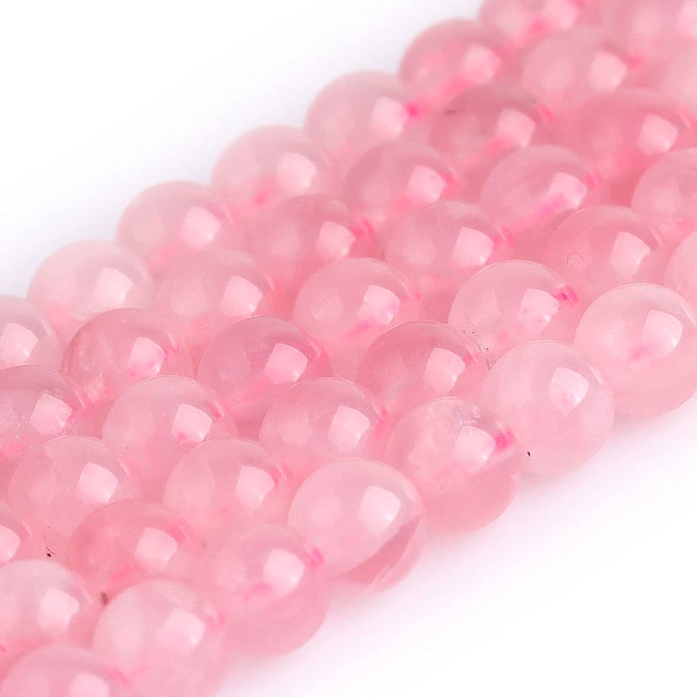 GEM-Inside AAA Grade 6mm Madagascar Rose Quartz Crystals Round Gemstone Semi Precious Loose Beads for Jewellery Making 15''