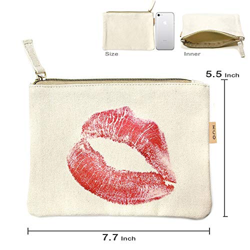 Me Plus Eco Zipper Pouch Stylish Printed, Traveler Organizer, Cosmetic Small Makeup, Students BTS Organization Bag (Lips)
