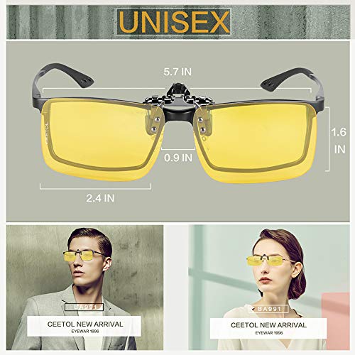 Polarized Clip-on Sunglasses For Men Women - Flip Up Over Prescription Glasses For Driving Fishing - Thumbnail 5