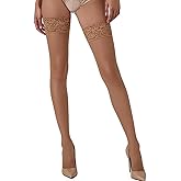 Mila Marutti Sheer Thigh High Stockings for Women | Lingerie Pantyhose Nylons | Lace Top Thigh High Tights
