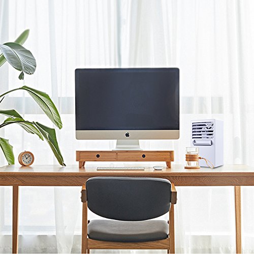 SUPOW Air Humidifier Cooler, Desktop Bladeless Fan Mini 9.5 inch Noiseless Small Air Conditioner for Summer. (WHITE)