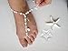 Ivory Barefoot Sandals Beach Wedding Beaded Anklet with Starfish and Real Seashells - Set of 2