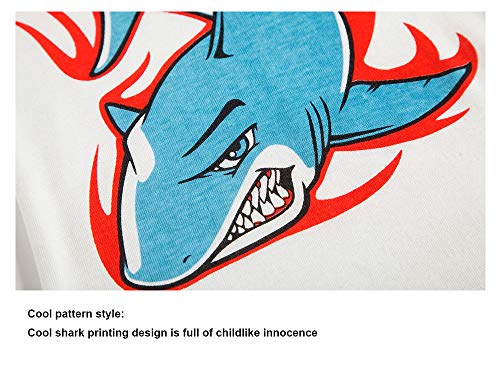 Joyond 2Pcs Cotton Boys Pajamas Sets Long Sleeve Shark Pajamas for Boys Toddler Kids Pjs Sleepwear (White,BlueShark, 4T)