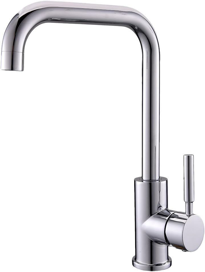 Contemporary Single Lever Sink Monobloc Chrome Finish Mixer Kitchen Taps, Swivel Spout Basin tap