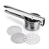 BeautyKitchen Stainless Steel Potato Ricer with 3 Interchangeable Disks