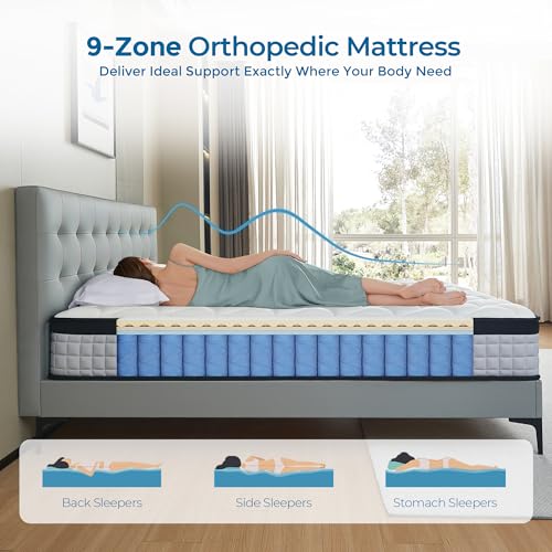 dosleeps Single Mattress 3FT,9 Inch 9-Zone Orthopedic Mattress with Memory Foam & Pocket Springs and 3D Breathable Fabric- Motion Isolation (90x190x22cm)