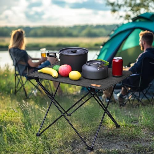 VILLEY Portable Folding Camping Table, Ultralight Outdoor Table with Bag, Aluminum and Oxford Fabric, for Picnic, Hiking and Outdoor Activities