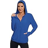 Malarocoby Women's Sun Protection Jacket UPF 50+ Full Zipper Long Sleeve UV Hoodie Shirts Outdoor Athletic Jacket with Pocket
