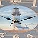 Lily's Home Rustic Wood-Style Country Lighthouse Wall Clock, Fits Nautical or Country Décor, Battery-Powered with Quartz Movement, Ideal Gift for Lighthouse Fans (13