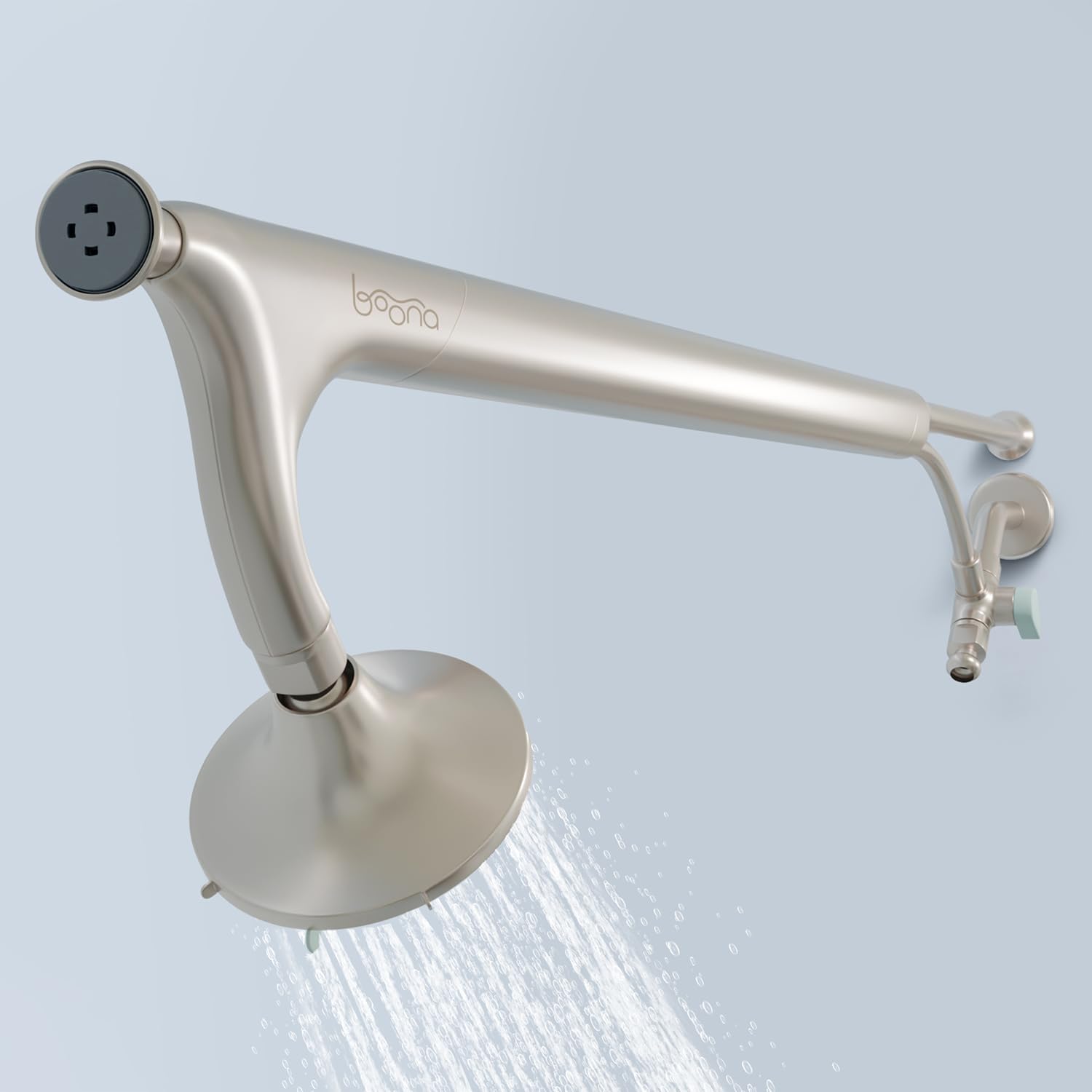 BOONA - The Original Tandem Shower | As Seen On Shark Tank | Double Shower Head for Couples, High Pressure Dual Shower Heads (One Showerhead, Brushed Nickel) Image