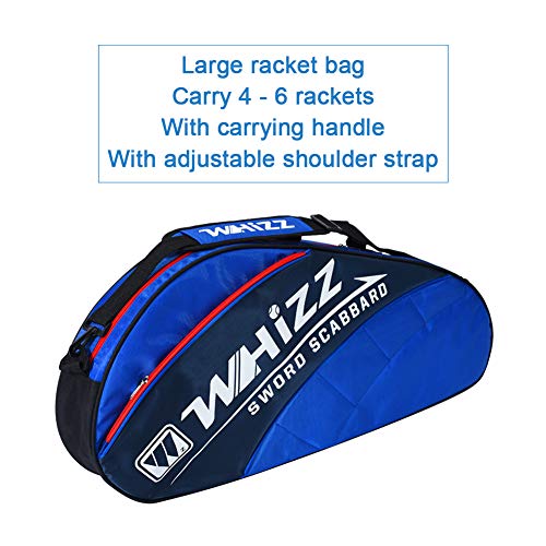WHIZZ 2 PCS 100% Graphite Badminton Racket Set, Large Badminton Bag / 2 Grip Tapes Included (Black+Red) - Thumbnail 6