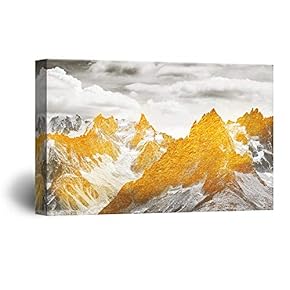 Abstract Golden Mountain Range Landscape