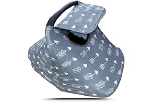 DODO NICI Car seat Covers for Babies, Stretchy Multi in 1 Baby Car Seat Cover, Carseat Cover Girls boy, Breastfeeding Cover, Window with Flap Cover, self-contained Pouch, Patent Design, Grey