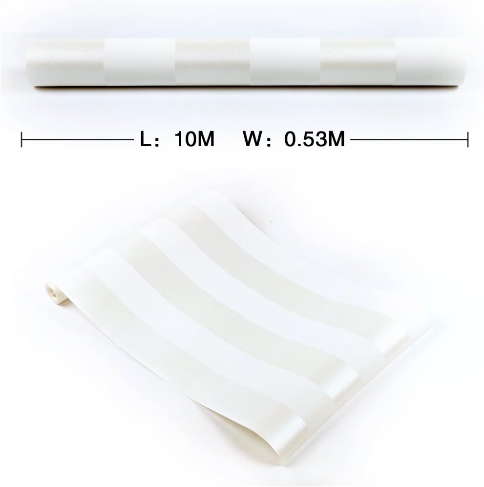 HANMERO European Modern Minimalist Country Luxury Stripe Nonwoven Fabric Wallpaper Rolls for Living Room Bedroom Tv Backdrop Wall Cream & White Color - Image 5