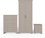 GFW Lancaster 3 Piece Bedroom Set Grey Bedside Cabinet Chest Of Drawers Wardrobe view 5
