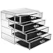 HJZ Jewellery Box, Cosmetic Organiser Large Storage 4 Levels Makeup – 4 Drawers and Removable Dividers – Acrylic