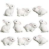 BLAPNK 15pcs Mini Rabbit Animal Figures Toy Easter Egg Cake Toppers, Miniature Rabbit Figurines Fairy Garden Moss Landscape DIY Terrarium Crafts Ornament, Cake Decoration Christmas Birthday Gift