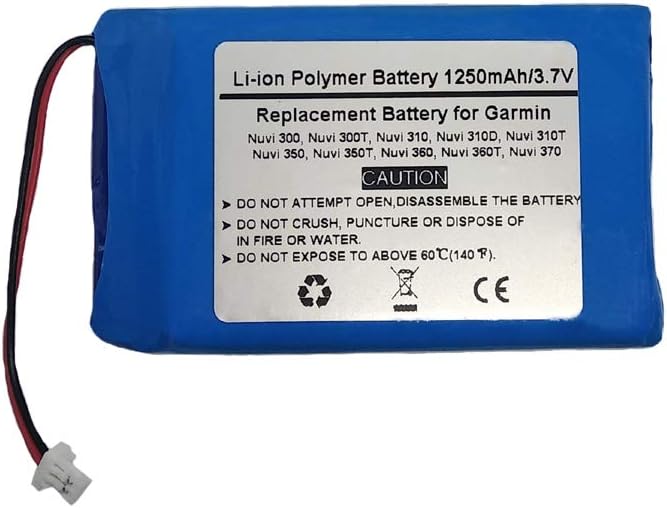 3.7V/1250mAh Replace GPS Navigator Battery for Garmin Nuvi 300, Nuvi 300T, Nuvi 310, Nuvi 310D, Nuvi 310T, Nuvi 350