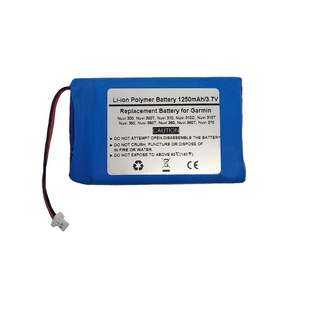 3.7V/1250mAh Replace GPS Navigator Battery for Garmin Nuvi 300, Nuvi 300T, Nuvi 310, Nuvi 310D, Nuvi 310T, Nuvi 350, Nuvi 350T, Nuvi 360, Nuvi 360T, Nuvi 370，(P/N Garmin 010-00538-78,361-00019-02