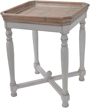 Amazon Com Benjara Brown And White Benzara Wooden Side Table