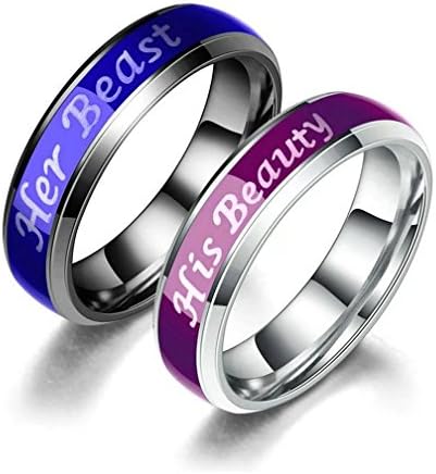 Titanium Mood Ring Temperature Emotion Feeling Change Color Rings Her Beast His Beaty Engagement Promise Couple Rings Jewelry