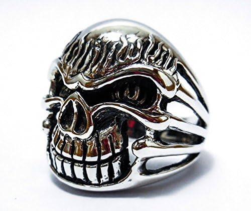 Ghost Rider Skull Flame Ring,Unisex Ring,unique ring, Men's Biker Ghost Rider Silver Cool Flame Skull Finger Ring