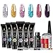 Saviland Poly Nail Gel Kit - Glitter Poly Nail Gel 6 Colors Builder Gel Nail Extension Gel Nail Enhancement Manicure Kit for Gel Polish Starter and Professional Nail Technician Gift Box Set 2