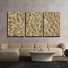 3 Piece Canvas Wall Art - a Background of Sun and Shadows on Sandy Ocean Floor - Modern Home Art Stretched and Framed Ready to Hang - 16"x24"x3 Panels