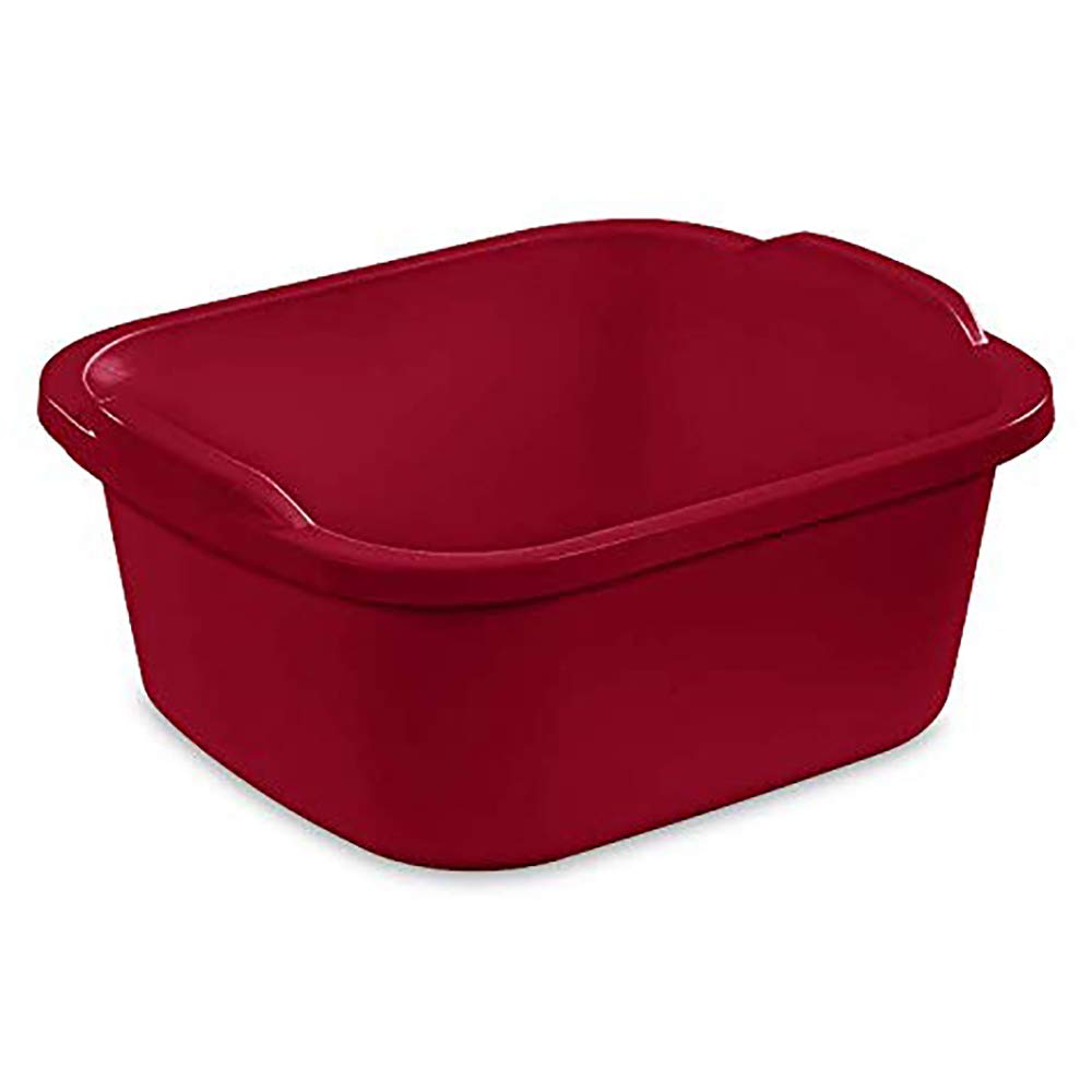 Photo 1 of Tribello Plastic Wash Tub Dishpan Basin and Foot Bath for Soaking Feet, Laundry Hand Wash Bucket, Dish Pans for Washing and Storage Cleaning Supplies - 12 Quarts - Heavy Duty - Made in USA (Red)