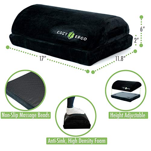 Under Desk Foot Rest Cozy Ergo JUST Right Comfort 2Tier Office Foot Stool for Short Peoples