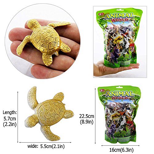 Jungle Animals Figures,Dinosaur Figures,Ocean Sea Animals Figure, 60 Piece Vinyl Plastic Mini Realistic Under Animals Party Favors Party Bag Filler Best Gift Set - Thumbnail 6