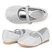 DREAM PAIRS Toddler Girls Dress Shoes Mary Jane Ballet Flats, Flower Girl Shoes with Rhinestone, Slip-on Toddler Mary Jane Flats,Size 9 Toddler,Silver/Glitter,MUY-Shine-Infant-1