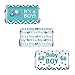 Teal Blue Elephant Boy Baby Shower Mini Chocolate Candy Bar Wrapper Labels, Party Favor Stickers - 45 Count