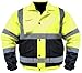 Reflective High Visibility Bomber Jacket: Outdoor Coat with Nylon Shell Teflon Coating & Removable Fleece Liner for Hunting & Construction - Large
