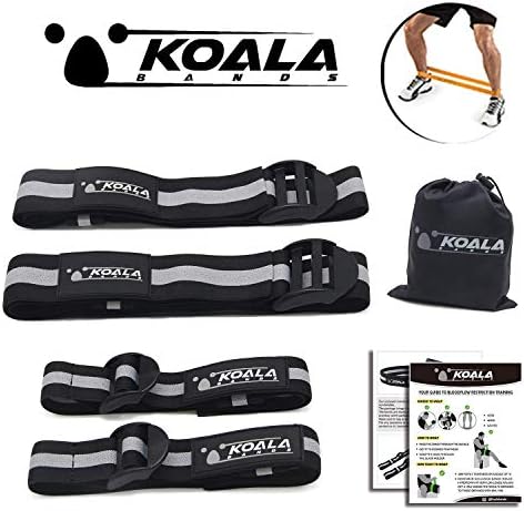 Koala Bands | Flexible premium bands comfortable for blood flow restriction training | BUNDLE PACK OF 4 ( 2 bicep bands ) ( 2 leg bands ) | Comes with portable bag
