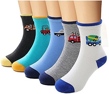Mengmeng Little Boys' Carton Car Socks (Pack of 5)
