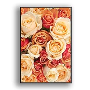 Framed Canvas Wall Art for Living Room, Bedroom Rose Closeup V Canvas Prints for Home Decoration Ready to Hang - 16x24 inches