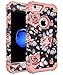 SKYLMW Case for iPhone 6 Plus, Case for iPhone 6s Plus, Three Layer Heavy Duty High Impact Resistant Hybrid Protective Cover Case for iPhone 6 Plus/6s Plus, Rose Flowers/Rose Gold