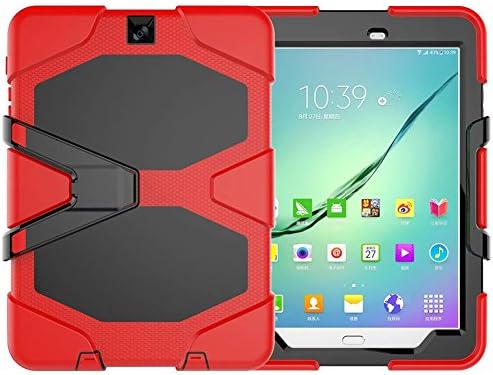 Galaxy Tab S2 9.7 Heavy Duty Case, SM-T810 Shock Proof With Kickstand Built-in Screen Full-Body Protective Case for Samsung Galaxy Tab S2 T810/T813/T815 9.7 inches (red)