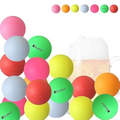 KEVENZ 40mm Beer Ping-Pong Multipul Color Balls,Washable Plastic Glow In The Dark, Plastic Table Tennis Ball (Pong Games 50-Pack,144-Pack)