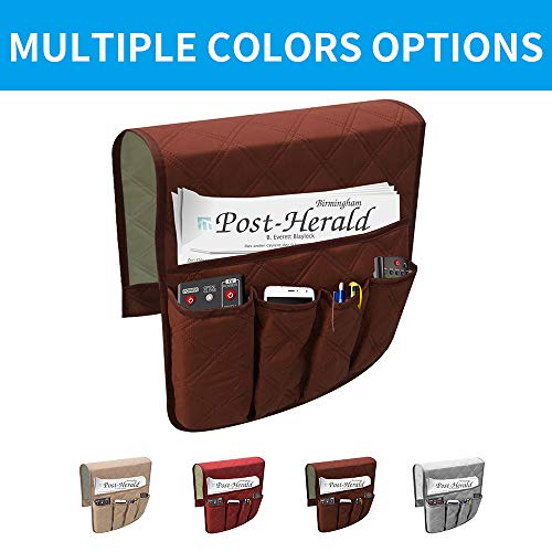 image for ENINFUT 2 Pack Non-Slip Couch Sofa Chair Armrest Organizer 5 Pockets A