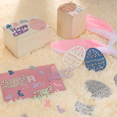 image for Norme 7 Pieces Happy Easter Metal Cutting Dies Easter Eggs Bunny Rabbi