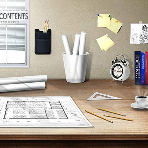 Newseego [2pc] Phone Card Wallet Sticker Stick On Wallet Card Sleeves Stretchy Double Pocket Pouch Slim Self Adhesive Credit Card Holder for All Smartphones(Black) - Thumbnail 5