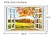 Amtoodopin Fake Window Wall Decal Fall Wall Decals Wall Decor Office Wall Sticker Fake Window Poster Wall Mural Landscape Wall Decor for Living Room Bedroom Office (Fall Leaf)