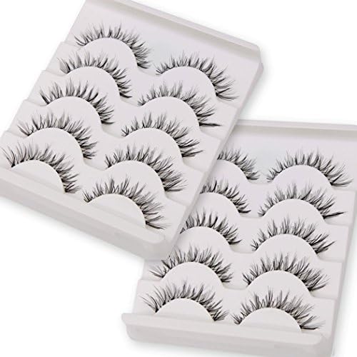 False Eyelashes๏ผTianQin WY 10 Pairs Fake Eyelashes Handmade Messy Natural 3D Eye Lashes Cross Fashion Extension For Makeup (10 PairBlack)